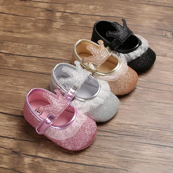 

first walkers lace crown princess baby cute girl cotton sequins soft silicone non-slip soles fashion toddler shoes