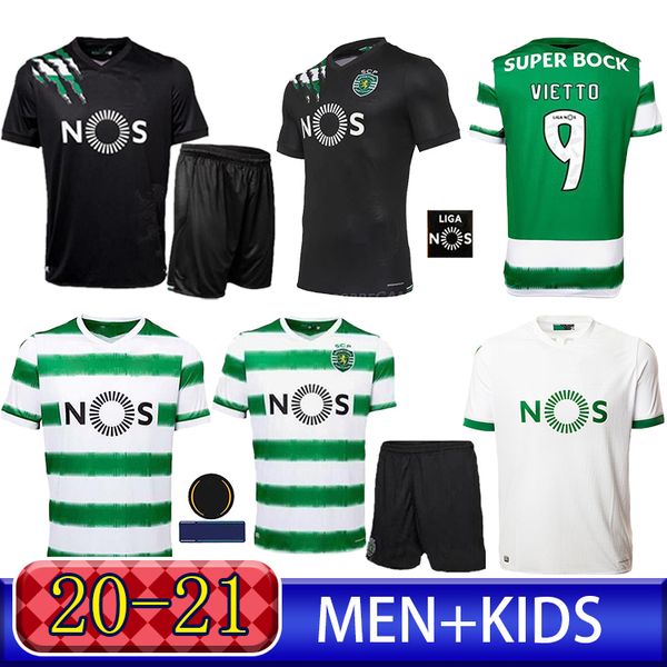 

20 21 sporting cp soccer jersey kids kit 2020 2021 sporting lisbon football shirt s.coates vietto camisa de futebol phellype acuna jersey, Black;yellow