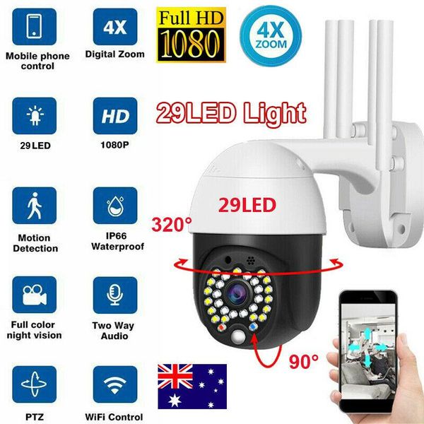

1080p hd ip cctv камера водонепроницаемая открытая wifi ptz безопасность беспроводная ик