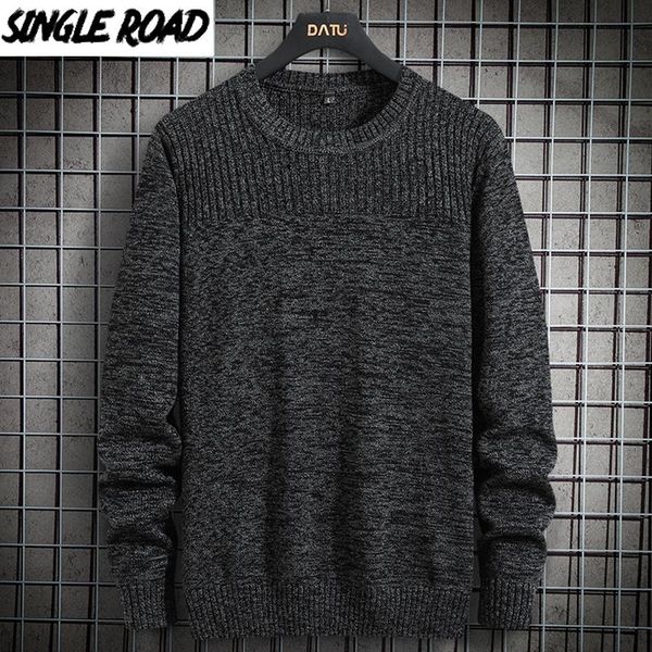 

men's sweaters singleroad mens knitted sweater men 2021 winter solid pullover jumper harajuku korean style casual grey, White;black