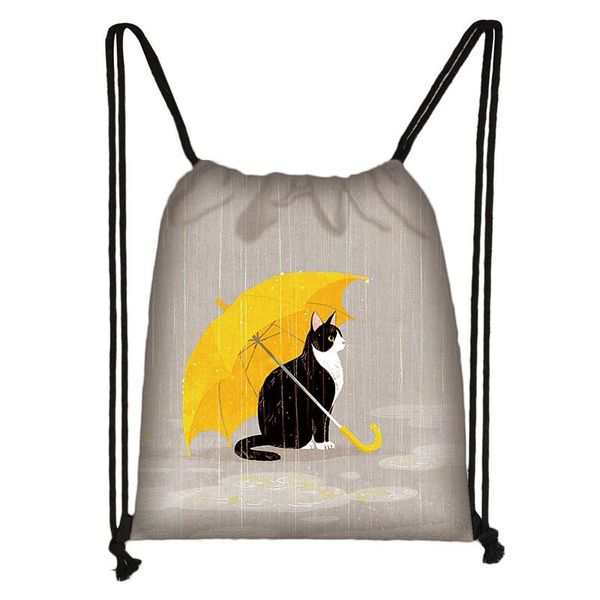 

beer cat drawstring bag gym pouch bag yellow 3d printing cat backpack women portable shopping fashion school shoe bag for girl h wmtfcz