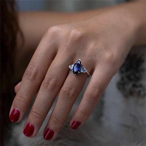 

vintage 925 sterling silver high-carbon diamond 8*14mm ring wedding engagement couple lover women men ring jewelry