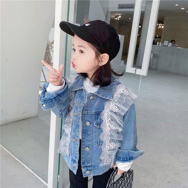 

jackets cool blue jean jacket spring autumn coat girls kids outerwear teenage children clothes school high quality, Blue;gray
