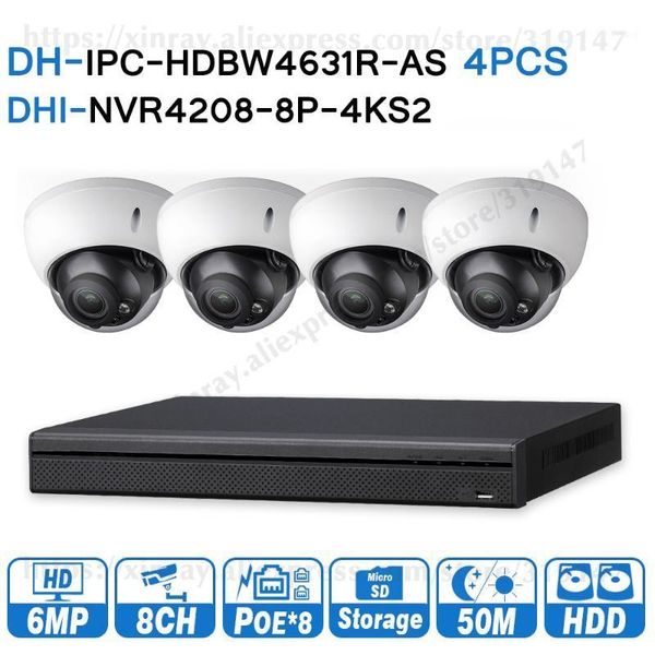 

dahua 6mp 8+4 security cctv system 4pcs 6mp ip camera ipc-hdbw4631r-as & 8poe 4k nvr nvr4208-8p-4ks2 surveillance security1