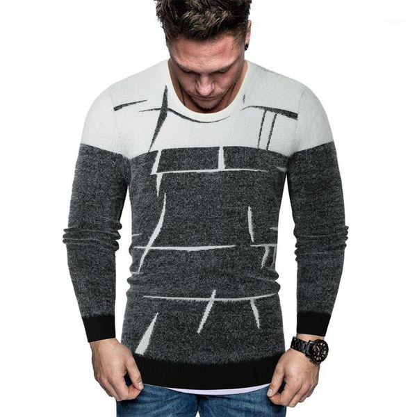 

2020 neue herbst mode marke casual pullover oansatz slim fit stricken herren pullover und männer männer -xxl1, White;black