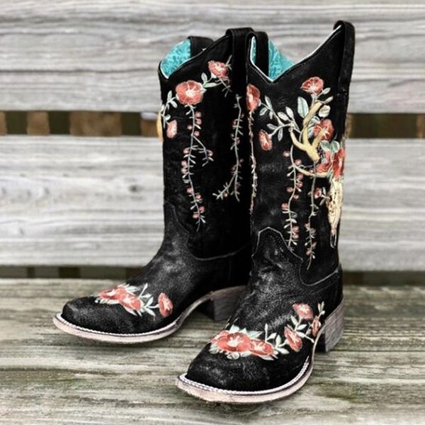 

women's ladies retro bohemian style ankle boots booties casual shoes women's winter autumn boots botas mujer invierno 2021, Black