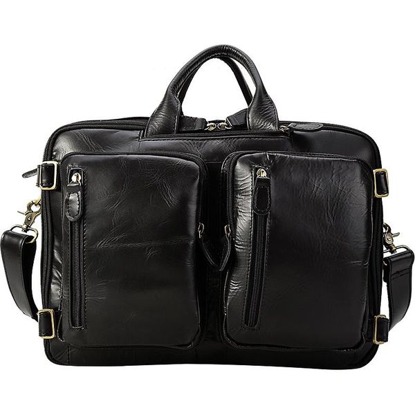 

backpack man multi-function crazy horse genuine leather brand travel bag 2021men's luggage vintage shoulder black
