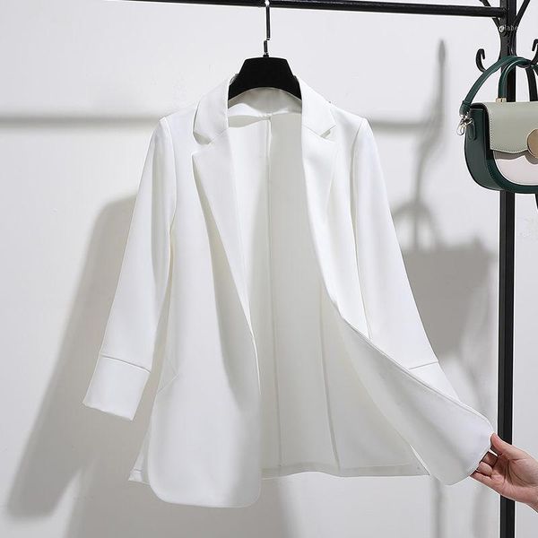 

2020 summer new plus size women's business single button suits outwears female fashion office lady all-match slim blazers a1371, White;black