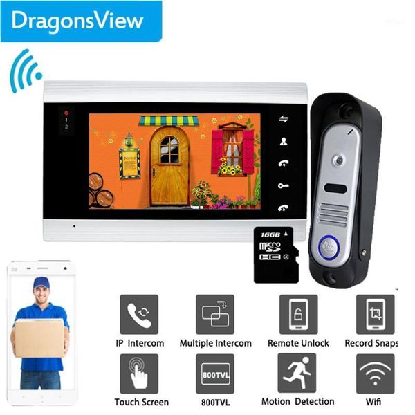 

dragonsview wifi 7 inch wireless wifi smart ip video door phone intercom system wired doorbell with camera unlock motion record1
