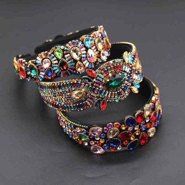 

color rhinestone flower wide-brimmed headband baroque fashion luxury heavy industry exquisite retro 723, Silver