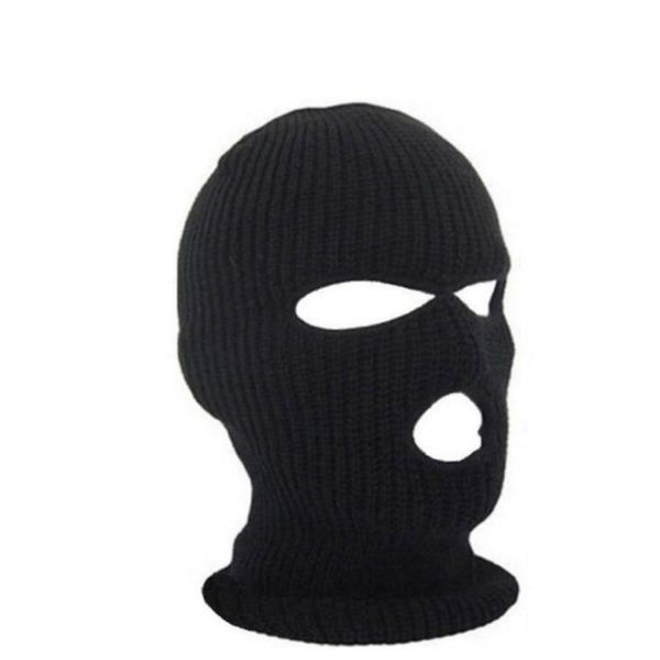 

cycling caps & masks full face cover mask three 3 hole balaclava knit hat army tactical winter ski beanie scarf warm, Black