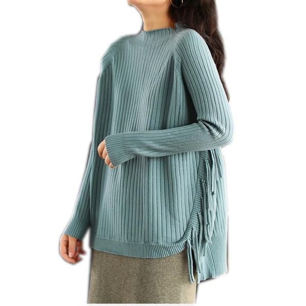 

womens sweater pullover tassel knit retro vintage big loose elegant for autumn outwear new solid a11251049, White;black