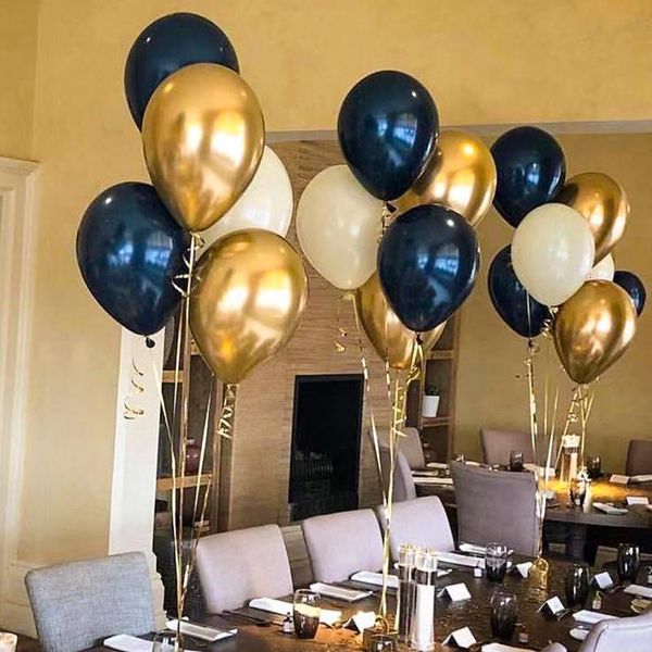 

party decoration 10/12inch metal gold silver balloons ink blue latex balloon for wedding birthday celebration supplies air ball