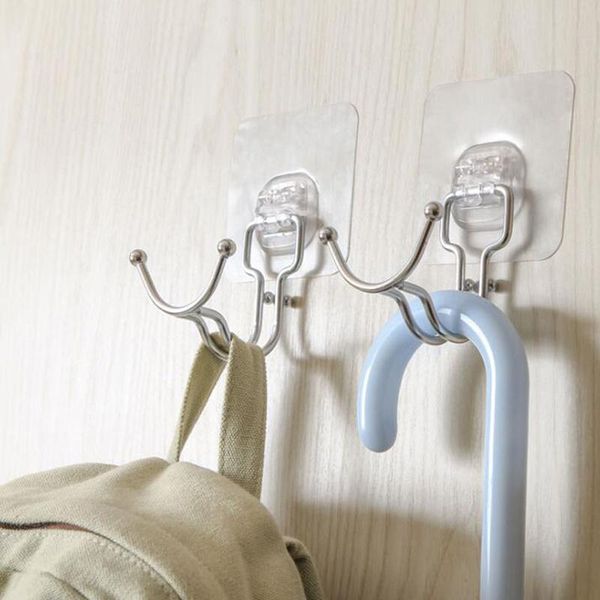 

hooks & rails bathroom strong sticky hook multi-function stainless steel kitchen wall punching