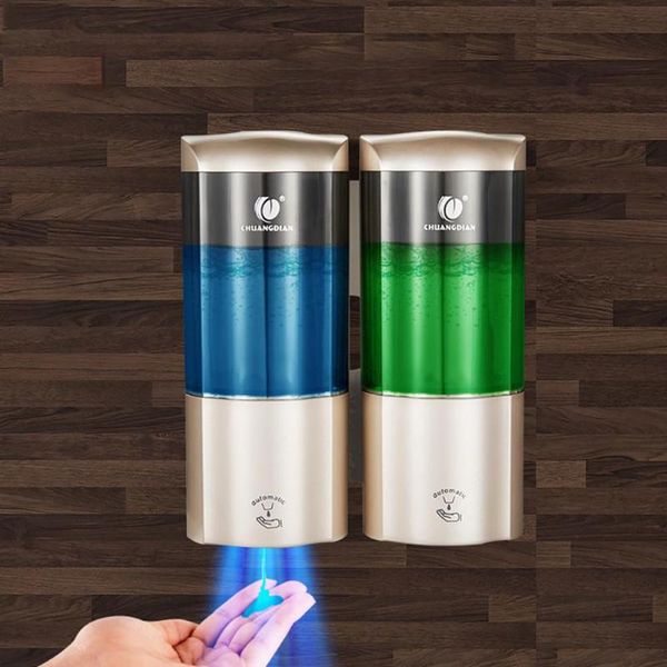 

liquid soap dispenser arrival 2pcs 500ml smart luxurious wall-mount automatic ir sensor kitchen bathroom lotion drop