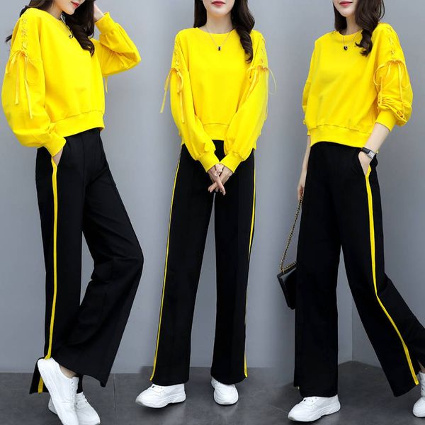 

facts solid training women two parts 2020 spring plus size t-shirt and pants define casual suites 2 set piece 766u, Gray