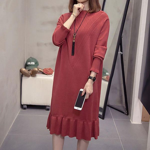 

women knitted sweaters dresses women high waist sweater dress plus size loose long sleeve ladies sweater dresses, Black;gray