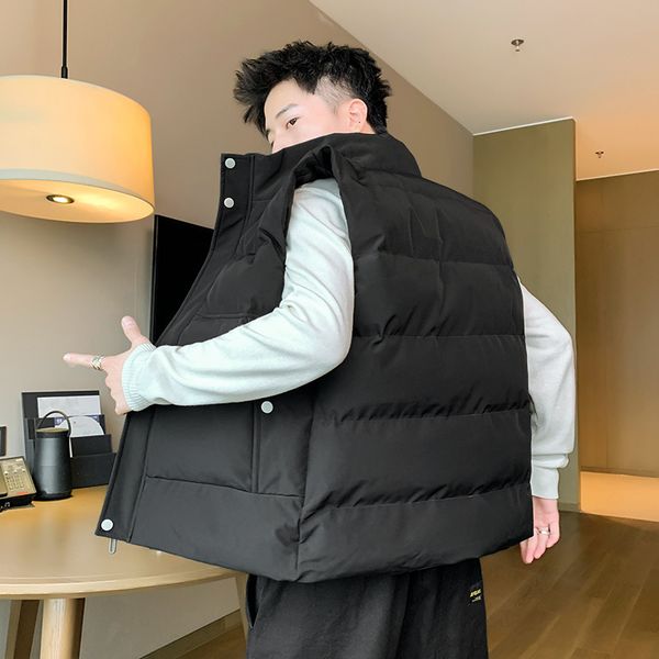 

autumn and winter down slim sleeveless coat men's vest cantilevered cotton jacket mj8027, Black;white