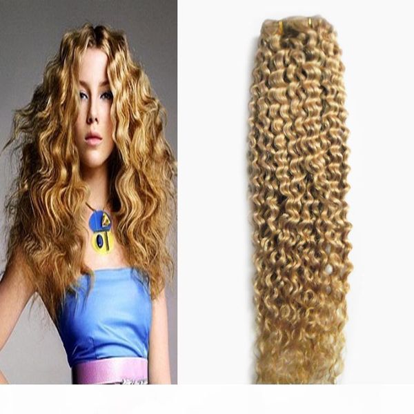 

honey blond brazilian hair weave 1 bundles non-remy 100g unprocessed brazilian kinky curly virgin hair weaves double weft, Black