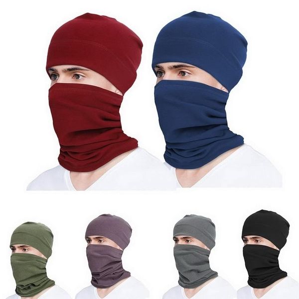 

warm hat scarf two-piece winter knit hat wool cap washable and reusable mouth face warm windproof face product mask+hat, Black