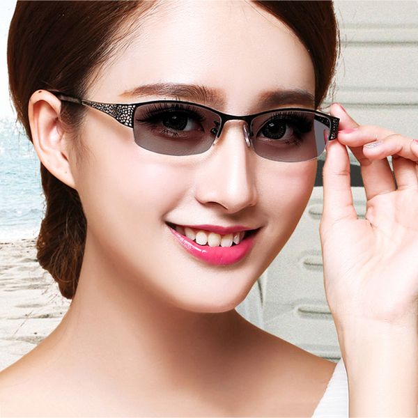

cubojue pchromic glasses women chameleon eyeglasses woman's transition driving female uv400 eye protect no degree