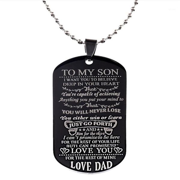 

niuyitid 2020 new stainless steel pendant necklace men jewelry engraved to my son daughter gift1, Silver