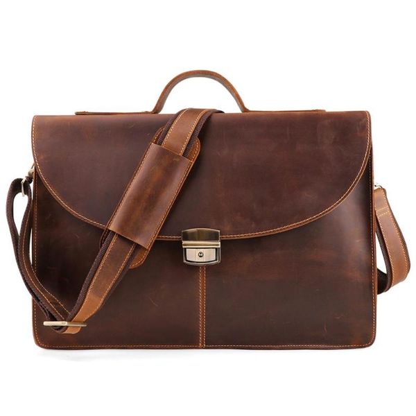 

joyir crazy horse leather men's briefcase retro business genuine leather laphandbags 15.6 inch leisure tote for document new