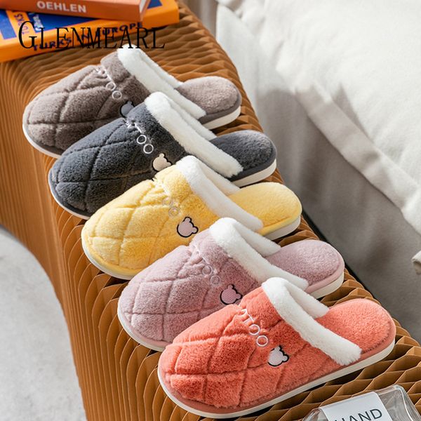 

home slippers autumn winter warm plush cotton interior non-slip household floor mopping male couple slippers female size 44 45 y1123, Black