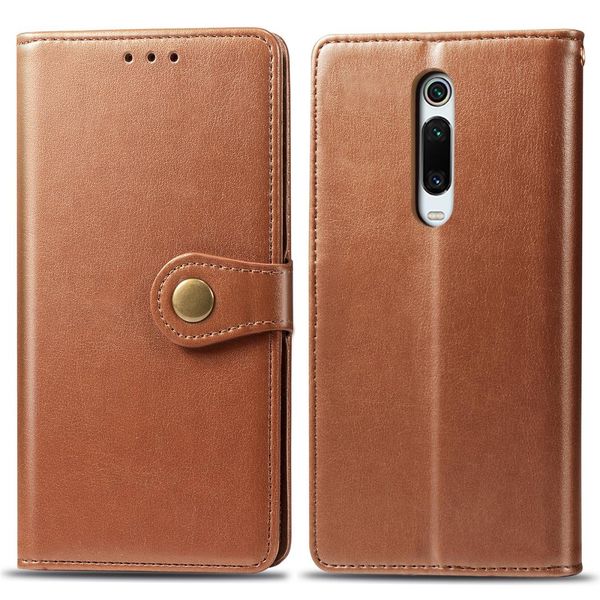 

retro solid color leather buckle mobile phone protection leather case with lanyard p frame card slot wallet bracket function for xi