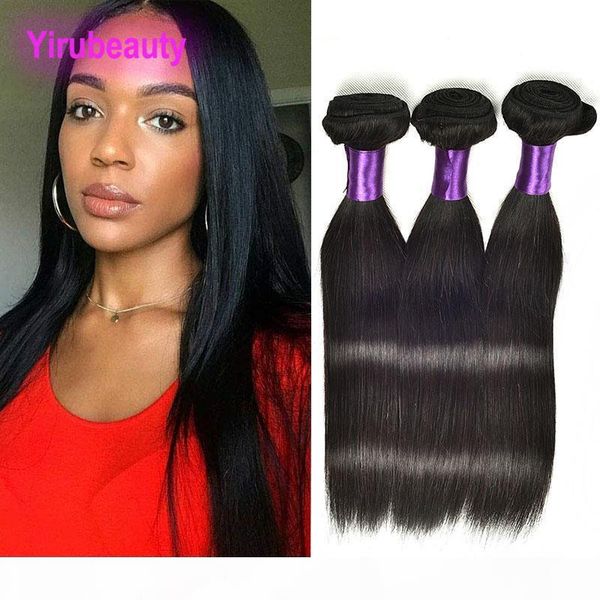 

peruvian raw human hair bundles silky straight natural color 8-30inch straight virgin hair extensions wefts 3 bundles yiruhair three pieces, Black