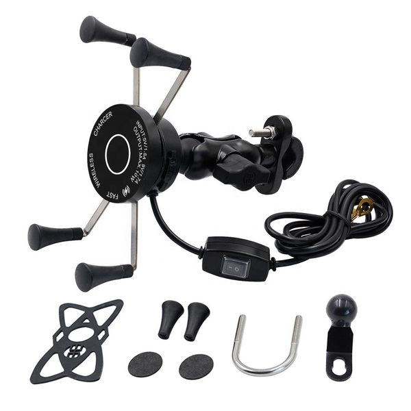 

4fds2awgps navigation wireless charger motorcycle bike motorbike bracket support cell mobile phone holder