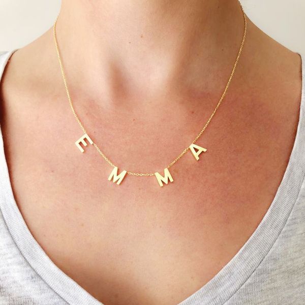 

personalized 1-8 women alphabet jewelry customized stainless steel letters name necklace birthday gift for her q1114, Silver