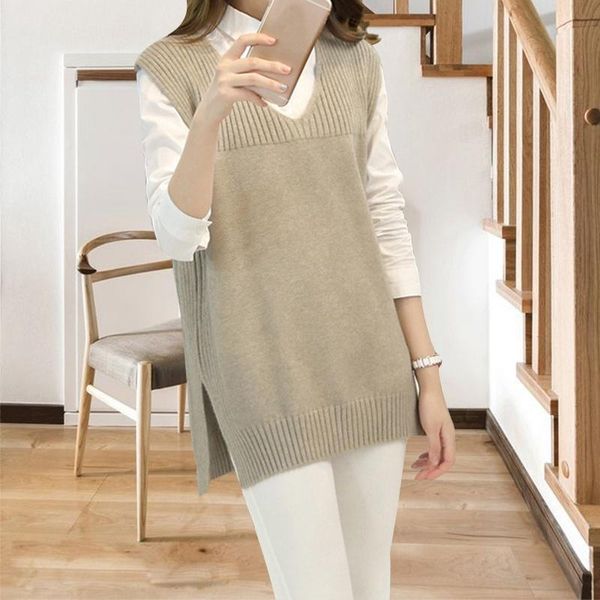

women's vests v-neck knitted vest sweater 2021 autumn and winter korean loose wild sleeveless, Black;white