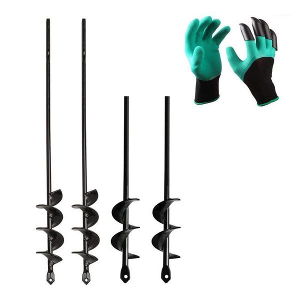 

multiple purposes heavy duty steel auger drill bit spiral drill earth auger bit garden plant tool with gloves for garden plants1