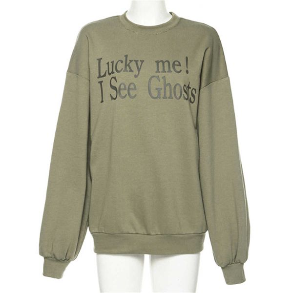 

20 european and american style autumn and winter new fashion letter printing round neck loose wild sweater, Black