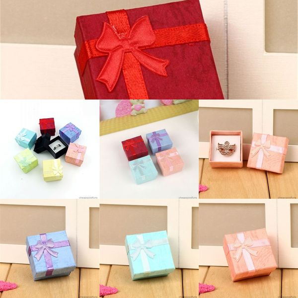 

u factory jewelry paper square bowknot earring necklace gift box case display red pink purple blue earrrings ring bo 2u