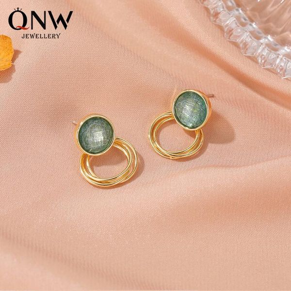 

hoop & huggie korean fashion geometric crystal women fragrance elegant multilayer circle earrings, Golden;silver