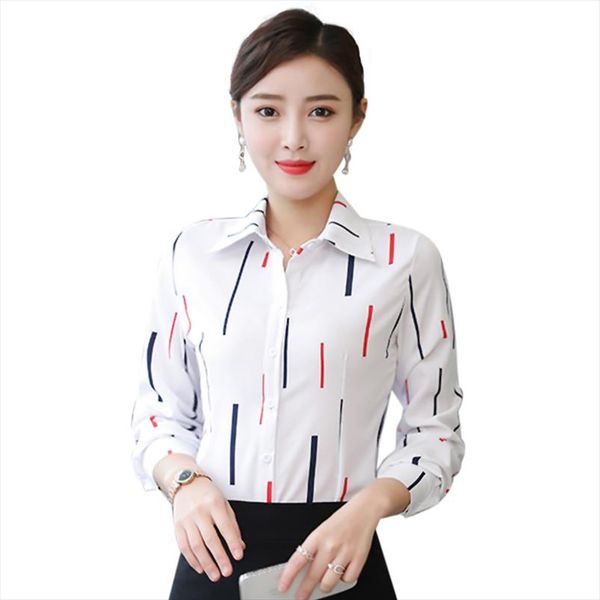 

корейские женские рубашки ol хлопок рубашка элегантные женщины dot print blouse рубашки blusas mujer de moda женщина с длинным рукавом рубаш, White