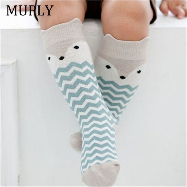 

newborn kids girl boy socks animal pattern anti-slip knee high sock baby fox cat cotton cute cartoon infant toddler socks y201009, Pink;yellow