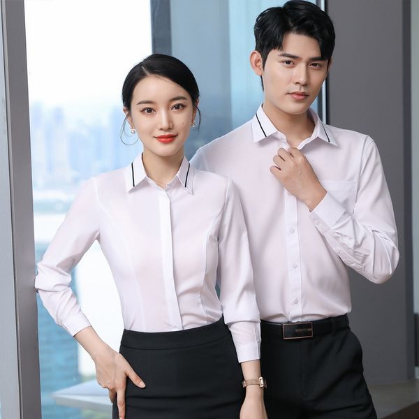 

new men's and women's grey professional fitter's thin body l waiter's shirt, White;black