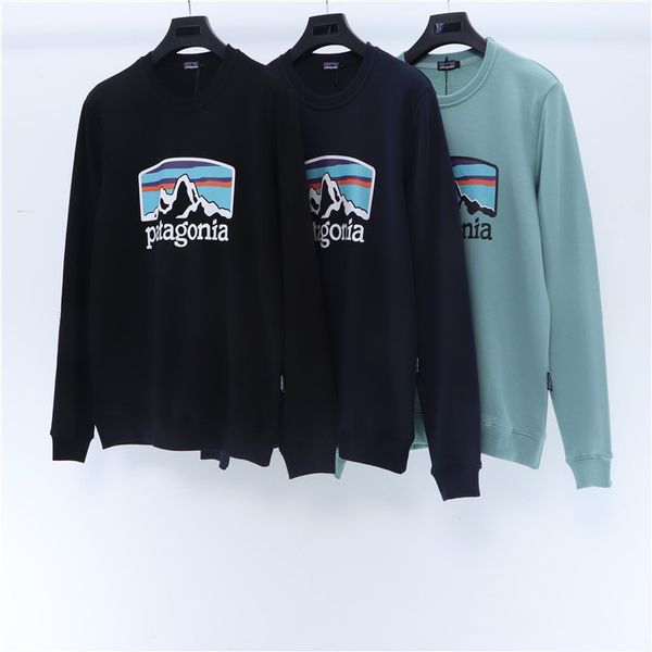 

men's fashion brand patagonia couple's same sweater mountain print pullover for men and women, Black