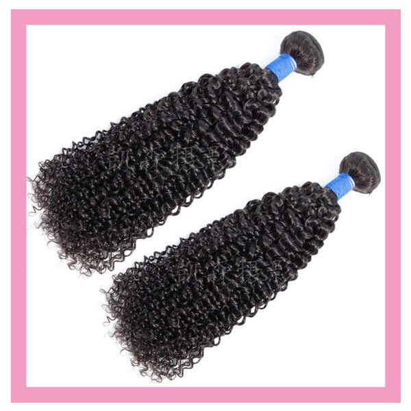 

peruvian 100% human hair kinky curly virgin hair extensions 2 pieces sample curly double wefts wholesale natural color, Black