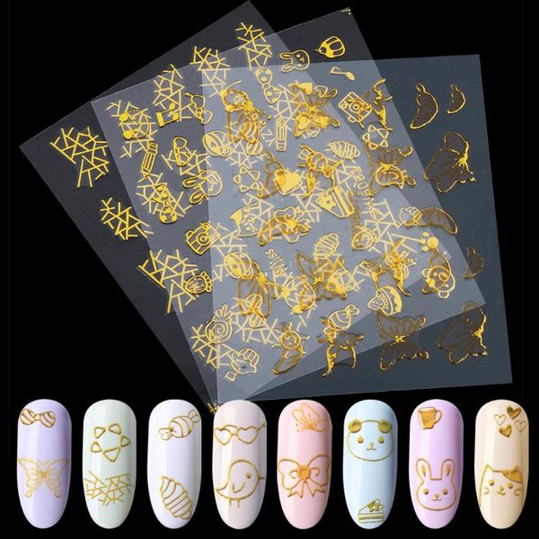 

stickers & decals 4sheets 3d butterfly bow designs nail art shinning glitter decorations manicure tips tools, Black