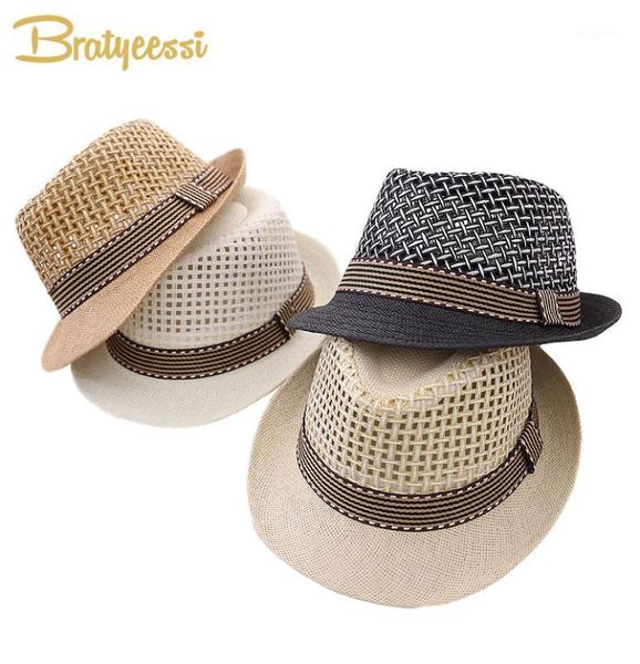 

new kids hat summer panama jazz fedora baby cap children boys hat beach kids cap for girls children hats 2-6y1, Slivery;white