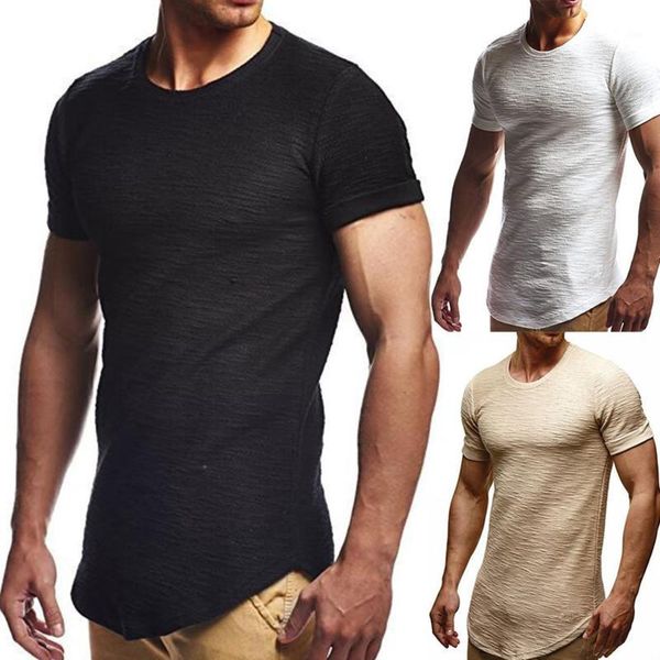 

2020 trendy men t shirt casual loose short sleeve slim basic tees summer stretch solid color male clothing m-xxl1, White;black