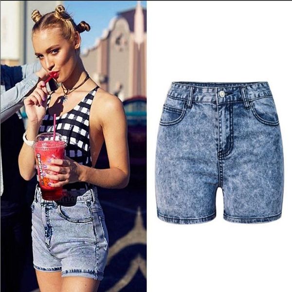 

vintage pocket denim shorts women high waist jeans shorts casual party booty cute streetwear, Blue