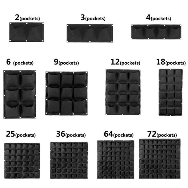 

3/6 // 18/36 карманный вертикальный садовый завод выращивают настенные сумки для бытовой цветочной ткани горшок крытый висит черные инструме