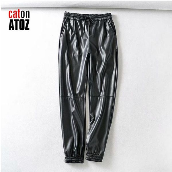 

women's jeans catonatoz 2281 women fashion black faux leather suit pants straight pockets office ladies pu trousers1, Blue