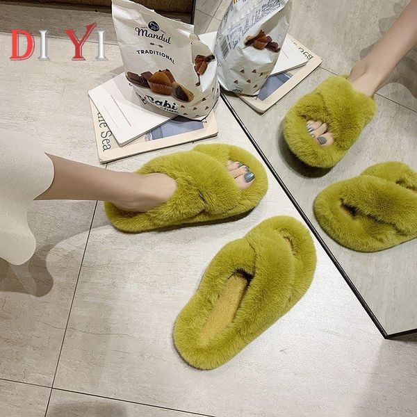 

warmest women's female slipper light flat woman home soft slippers luxury soft woman's furry slippers open toe ladies shoes e47, Black