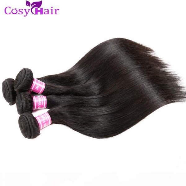

4 bundles brazilian virgin hair straight 100% unprocessed brazilian straight hair weaves brazilian virgin hair bundle deals, Black